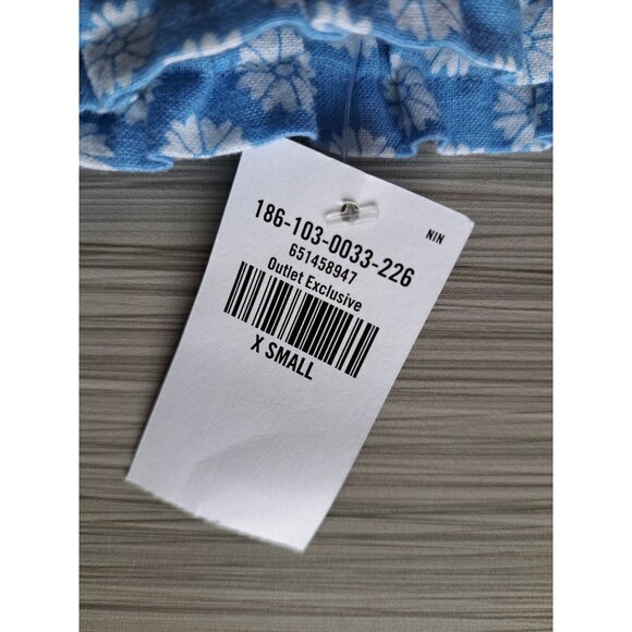 New Abercrombie & Fitch Womens Blue Floral Linen Blend Elastic Waist Shorts XS - Picture 3 of 11